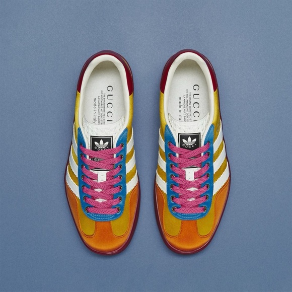 ** SOLD ** ADIDAS x GUCCI Women’s Gazelle Sneakers Size 4 US Yellow/Red/White - Picture 3 of 5